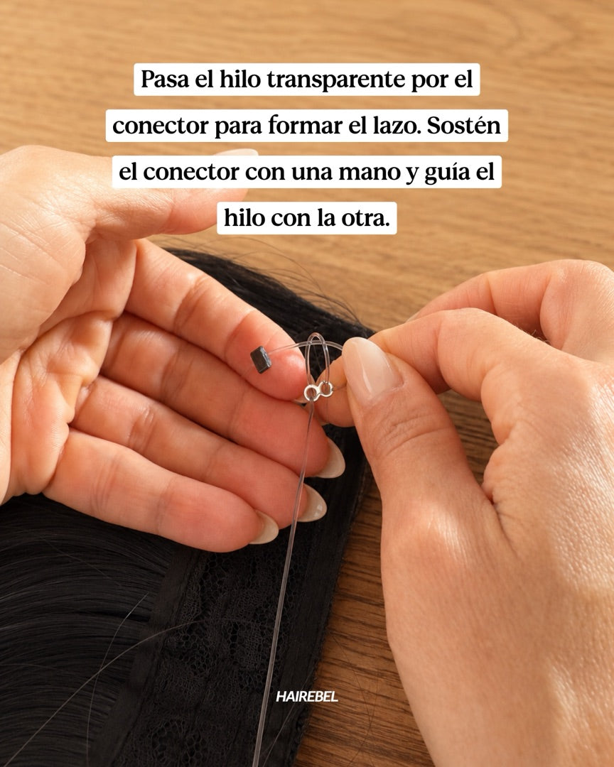 Pasa el hilo por el conector para formar el lazo