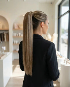 Colas Lisas - Castaño claro con highlights platino#color_casta-o-claro-con-highlights-platino
