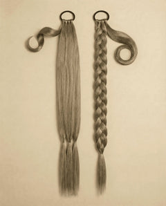 Colas Trenzadas - Cola Trenzada Rubio Oscuro Ceniza con Highlights#color_cola-trenzada-rubio-oscuro-ceniza-con-highlights