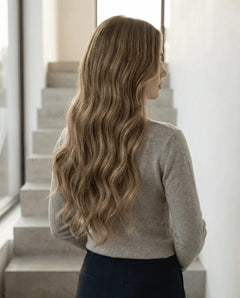 Extensiones Ondas Suave - Castano Claro con Highlights Rubias#color_castano-claro-con-highlights-rubias