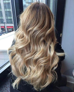 Extensiones Onduladas - Rubio ceniza highlights platino#color_rubio-ceniza-highlights-platino